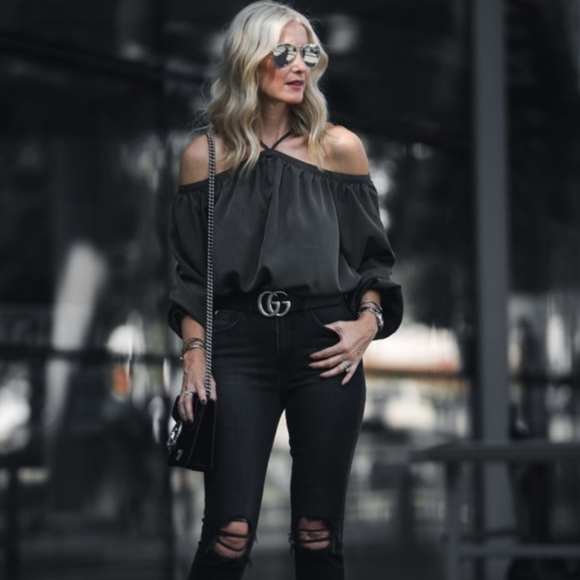 New Sexy Off Shoulder Draped Halter Top Blouse - Picture 2 of 8